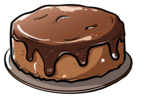 A delicious chocolate cake with frosting on a plate png
