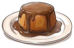 A delicious dessert item with chocolate sauce on a plate png
