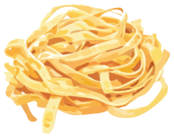 A pile of golden pasta arranged in a beautiful nest shape png