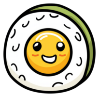 A smiling sushi roll with an egg yolk character in the center png
