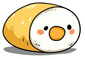 A cute cartoon sushi roll with a friendly smiling face png