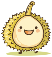 A smiling durian fruit character with spiky outer skin walks png