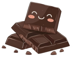 A Smiling Stack of Dark Chocolate Bars and Chocolate Chips png