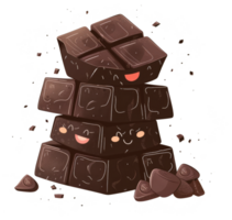 A stacked cartoon illustration of several smiling chocolate blocks png
