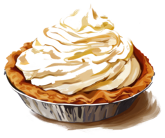 A delicious looking pie with whipped cream on top png