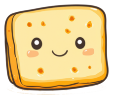 A cheerful rectangular slice of toasted bread with smiling face png