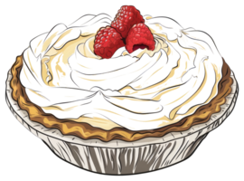 A Delicious Dessert Pie Topped With Red Raspberries And Cream png