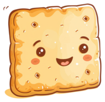 A smiling cartoon cracker with cute eyes and a happy expression png