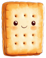 A friendly animated cartoon cracker sandwich with cute facial features png