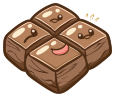 Four cute square food characters with different facial expressions png