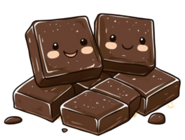 Animated stack of smiling chocolate squares with kawaii expressions png
