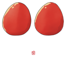 Two vibrant red eggs are presented against a clean white background png