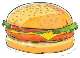 A Delicious Looking Hamburger Stacked High With Various Ingredients png
