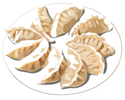 A plate of dumplings arranged in a circular pattern png