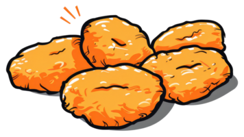 A graphic illustration of several delicious chicken nuggets on display png