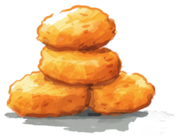 Four golden and crispy fried food items arranged in a stack png