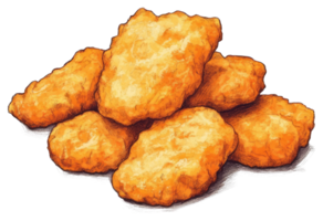 A Pile of Crispy Fried Chicken Nuggets Presented on a White Surface png