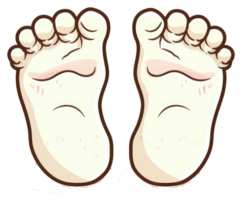 Two cartoon illustrations showing the soles of human feet png