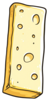 A single rectangular cheese slice with several circular holes depicted png