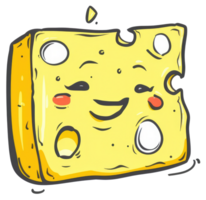 A friendly animated cartoon cheese block with expressive features smiling png