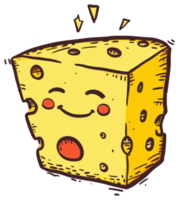 An animated block of cheese with a friendly smiling face png