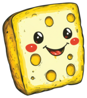 A Smiling Piece Of Cheese With Eyes And Red Cheeks png