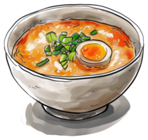 A Colorful Artistic Illustration Of A Bowl Containing Asian Noodles png