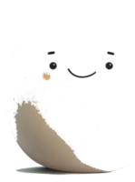 A smiling round character with simple black facial features png