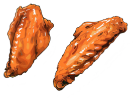 Two cooked chicken wings are presented against a white background png