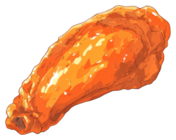 A single piece of cooked chicken wing with sauce glistening png