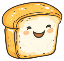 A Smiling Slice Of Bread With Expressive Eyes And Cheeks png