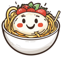 A Smiling Cartoon Illustration of a Pasta Dish with Tomatoes png