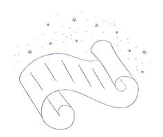 Whimsical Hand-Drawn Scroll with Stars. Fairytale element in sketch style. Hand drawn illustration isolated on white background vector
