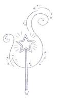 Doodle magic wand. Fairytale element in sketch style. Hand drawn illustration isolated on white background vector