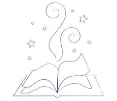 Charming magical book in doodle style. Magical element for a fairy or princess. vector