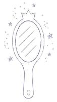 Hand-Drawn Princess Mirror Illustration with Stars. Fairytale element in sketch style. Hand drawn illustration isolated on white background vector