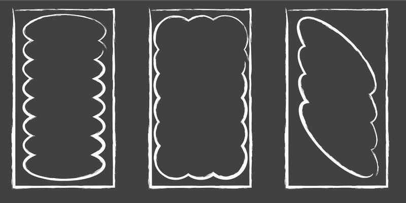 Hand drawn lace inner scalloped frames. Chalk line scalloped frames. 9 to 16 social media frames