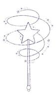 Magic wand doodle. Fairytale element in sketch style. Hand drawn illustration isolated on white background vector