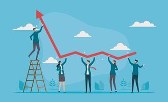 Growth strategy through team collaboration to achieve business success. The concept of teamwork and corporate synergy in developing business vector