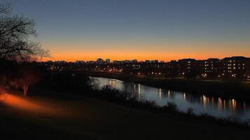 A river with a bridge over it photo