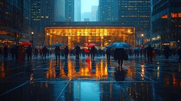 People walking in the rain photo