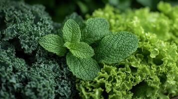 Green leafy vegetables are shown in this photo
