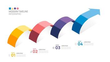Infographics arrow symbol timeline business ladder 4 steps to success template. vector