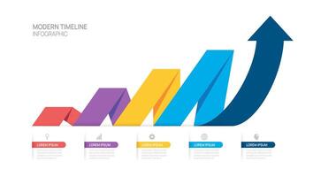 Infographics arrow symbol timeline business ladder 5 step to success template. vector