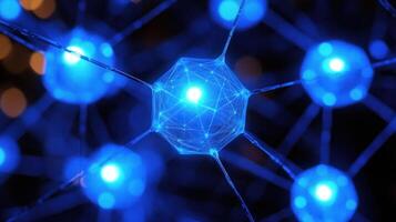 A close up of a network of blue lights photo