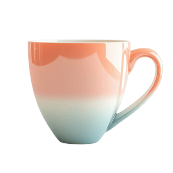 Gradient Coffee Mug with Subtle Pastel Color Transitions and Smooth Surface on Transparent Background png