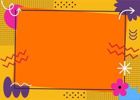 Lively 90s-inspired backdrop featuring bold and playful elements on a vibrant yellow canvas. vector