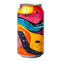 Modern and Eye Catching Soft Drink Can with Artistic Abstract Pattern Isolated on Transparent Background png