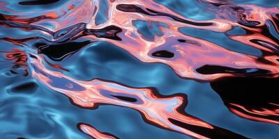 Abstract Water Reflection with Vibrant Ripples in Blue and Pink Tones Creating a Fluid Artistic Pattern photo