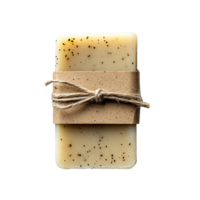 Handmade Soap Bar Infused with Essential Oils and Wrapped in Sustainable Kraft Paper with Twine Isolated on Transparent Background png